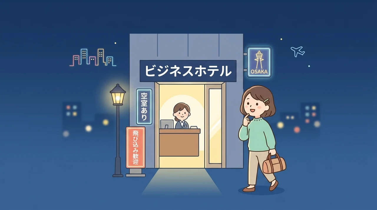 大阪で深夜にビジネスホテルの飛び込み宿泊は可能?