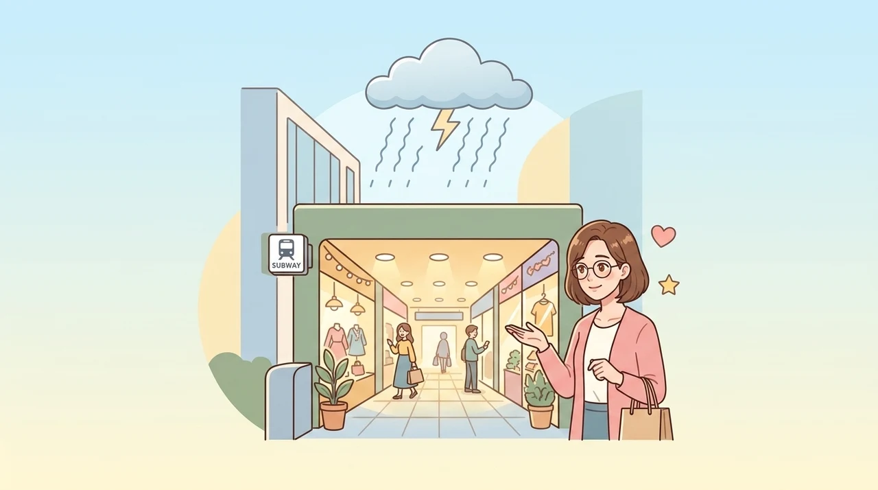雨でも安心！駅直結・地下道で行ける周辺スポット