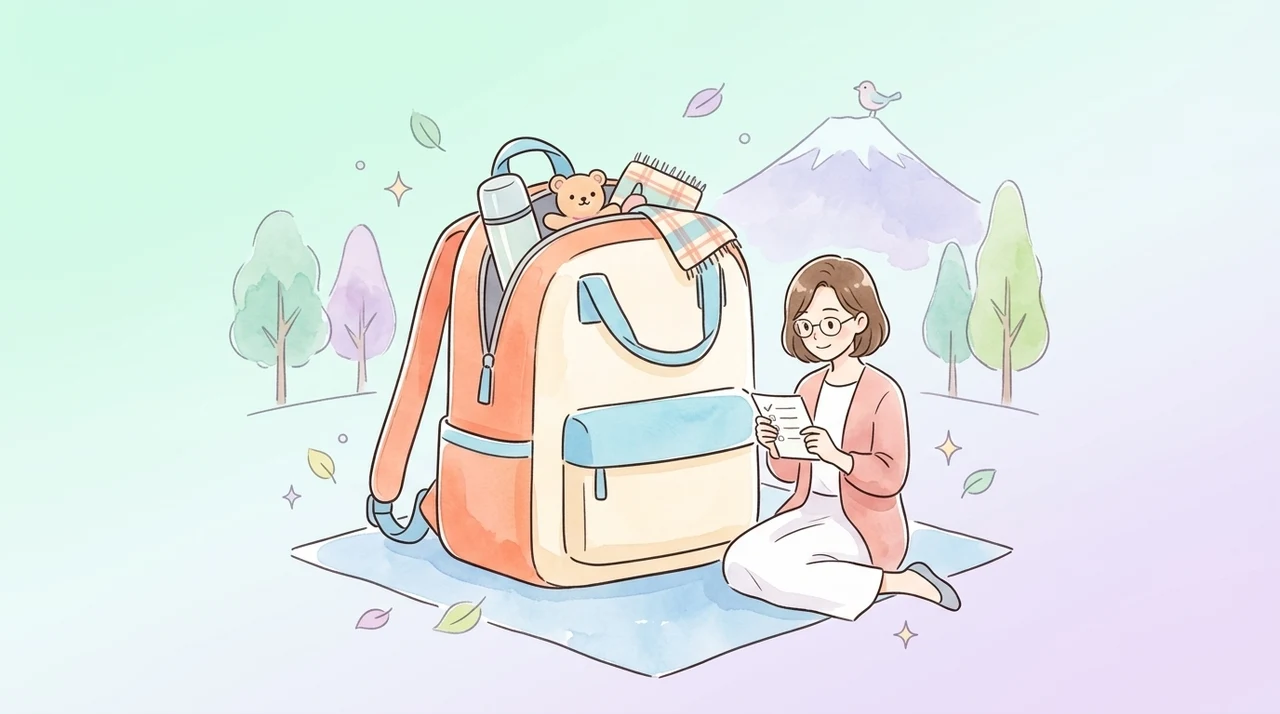 子連れ軽井沢旅行を成功させる持ち物とコツのイメージ画像（水遊び用オムツは多めに・羽織りものは必須・ベビーカーの動線確認）
