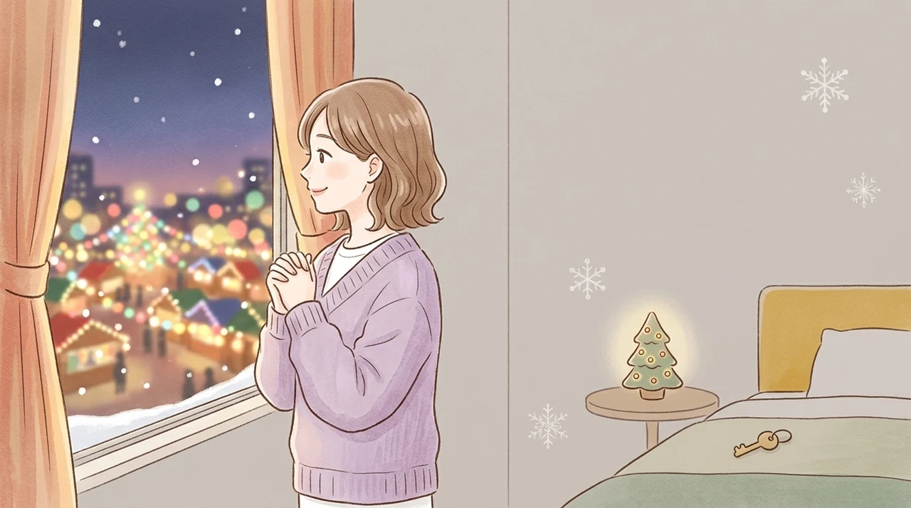 大阪クリスマスマーケット周辺ホテルに泊まるメリットのイメージ画像(移動の負担が少ない・ホテル内でクリスマス気分を満喫・寒さや混雑時の休憩が容易)